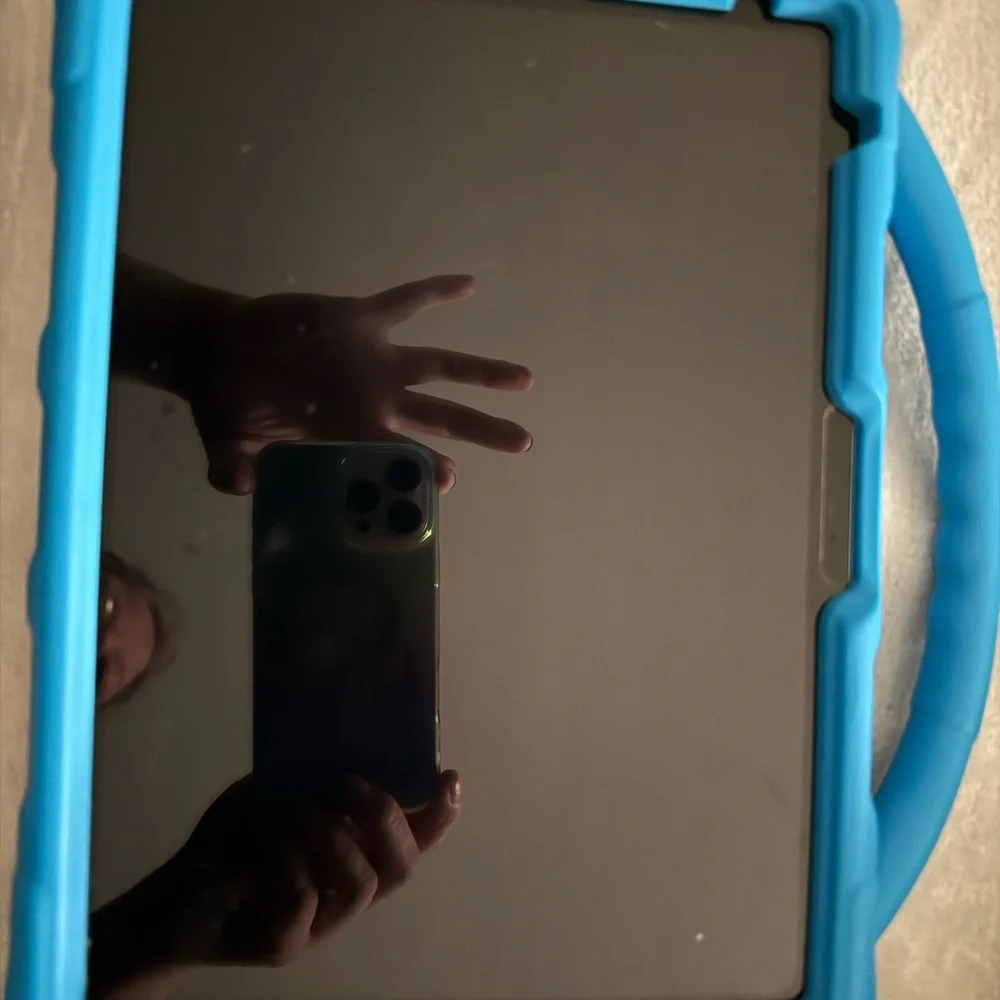 Apple Tablet with Blue Protective Case